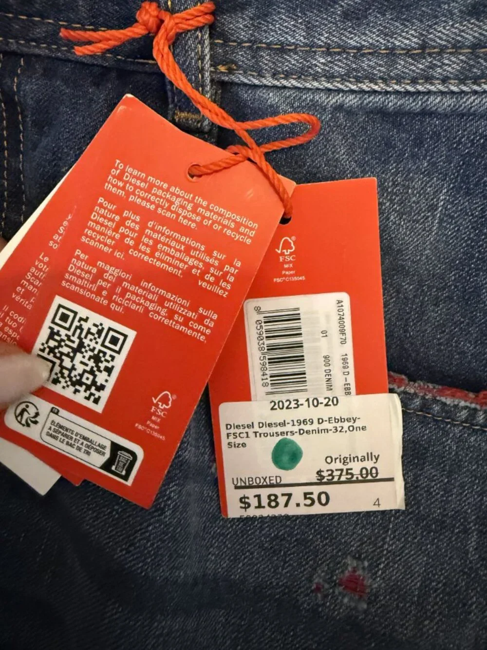 NWT Diesel Women's Blue Denim Jean s1969 D-Ebbey Bootcup Size 32 $375 [jb] - Picture 7 of 10